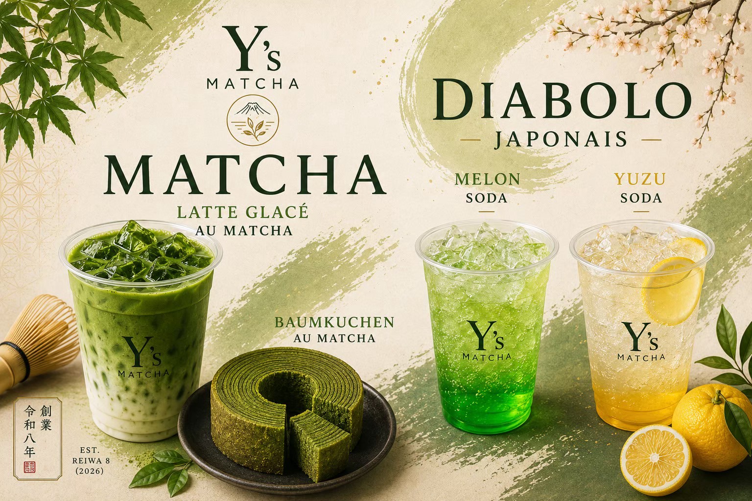 Y’s MATCHA / 抹茶ラテ・ソーダ・バウムクーヘン